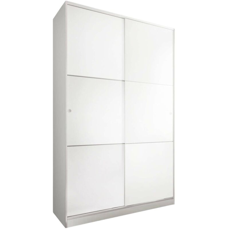 

Armario con dos puertas correderas y tres baldas, 120x50h200 cm, color blanco brillo
