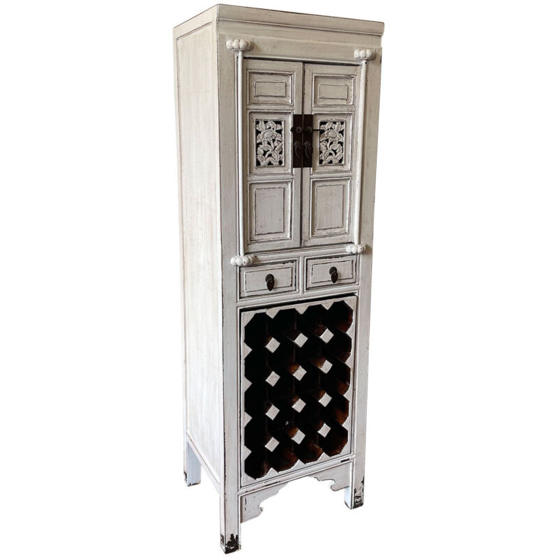 Armario botellero de madera blanco 55x45x170