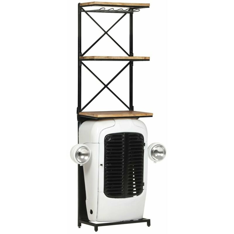 

Armario botellero tractor madera de mango blanco 49x31x170 cm