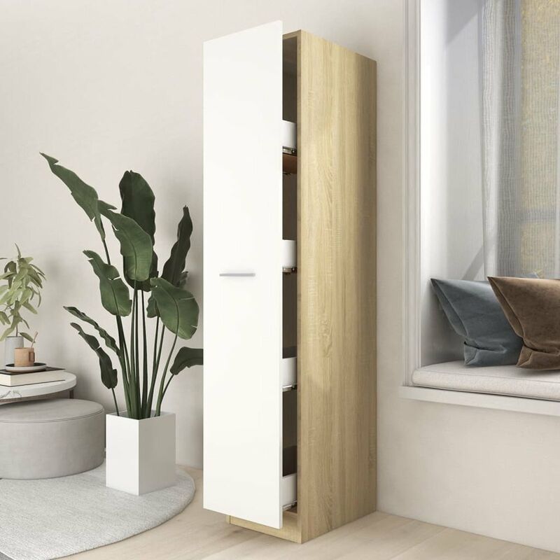 

Armario boticario aglomerado blanco roble Sonoma 30x42,5x150 cm