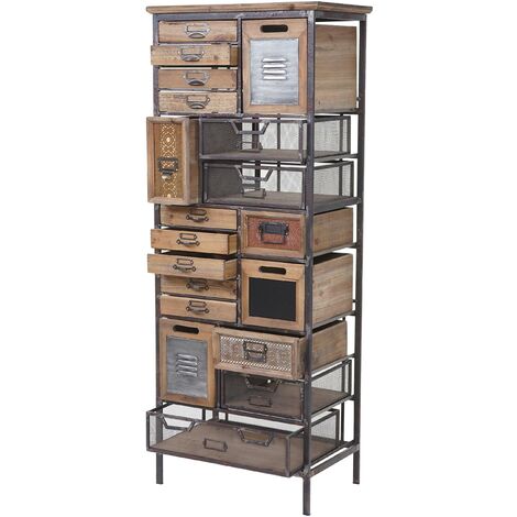Armario boticario HHG-067, cómoda, madera maciza de abeto aspecto shabby vintage 143x56x33cm