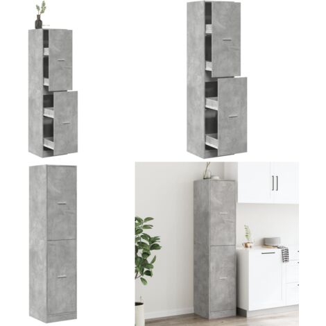 Armario botiquín madera ingeniería gris hormigón 40x41x144,5 cm - Armario de almacenamiento - Armario de cajones