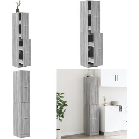 Armario botiquín madera ingeniería gris Sonoma 30x41x174,5 cm - Armario de almacenamiento - Armario de cajones