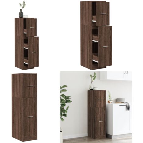 Armario botiquín madera ingeniería marrón roble 30x41x118 cm - Armario de almacenamiento - Mueble de boticario