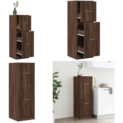 Armario botiquín madera ingeniería marrón roble 40x41x118 cm - Armario de almacenamiento - Mueble de boticario