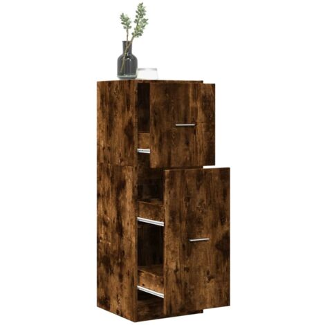 Armario botiquín madera ingeniería roble ahumado 40x41x118 cm