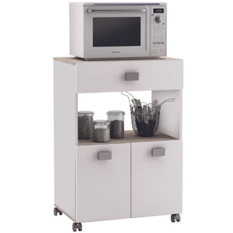 Mueble de Microondas Cocina Z 60, Blanco, con cuatro puertas batientes