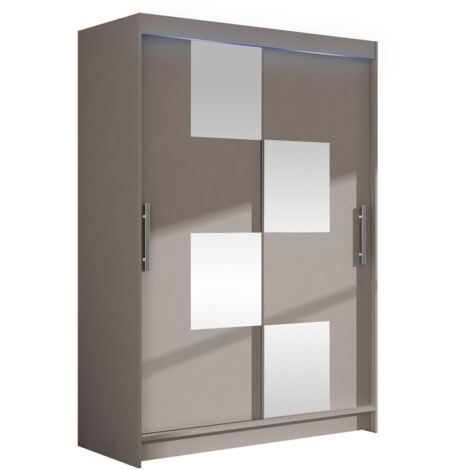 Armario Closico 105, Cachemira, 200x120x58cm, Puertas de armario: Correderas, Número de estantes: 5, LED