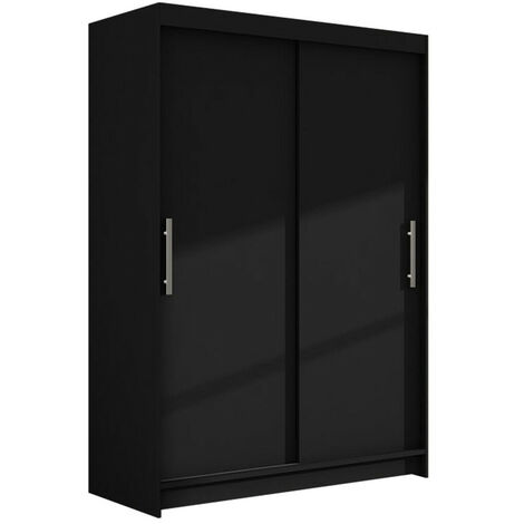 Armario Closico 117, Negro, 200x120x58cm, Puertas de armario: Correderas, Número de estantes: 5
