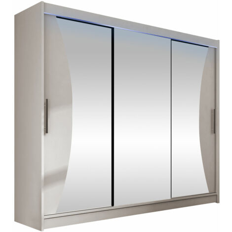 Armario Closico 120, Cachemira, 215x250x58cm, Puertas de armario: Correderas, Número de estantes: 9, LED
