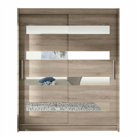 Armario Closico 136, Trufa roble, 200x150x58cm, Puertas de armario: Correderas, Número de estantes: 5