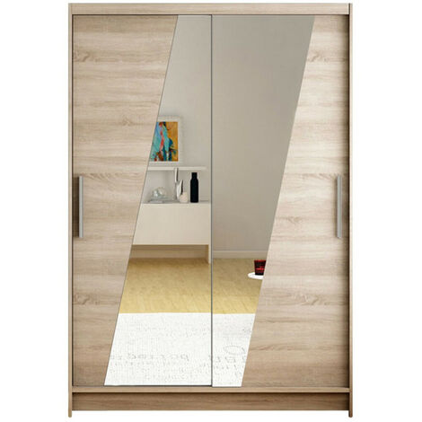 Armario Closico 152, Trufa roble, 200x120x58cm, Puertas de armario: Correderas, Número de estantes: 5