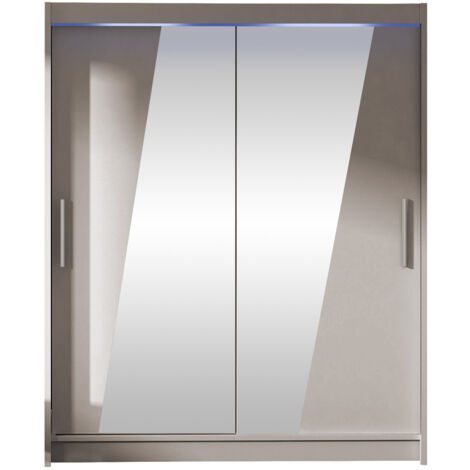 Armario Closico 155, Cachemira, 200x150x58cm, Puertas de armario: Correderas, Número de estantes: 5, LED