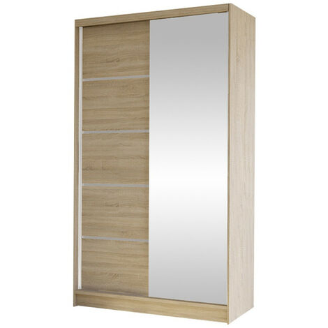 Armario Closico 166, Roble Sonoma, 200x100x58cm, Puertas de armario: Correderas, Número de estantes: 4