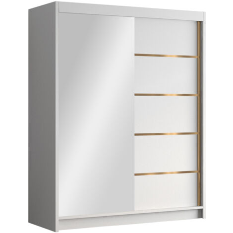 Armario Closico 187, Blanco, 200x150x58cm, Puertas de armario: Correderas, Número de estantes: 0
