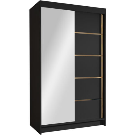 Armario Closico 189, Negro, 200x100x58cm, Puertas de armario: Correderas, Número de estantes: 0
