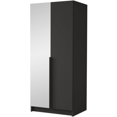 Armario Closico 194, Negro, 215x100x58cm, Puertas de armario: Con bisagras, Número de estantes: 0