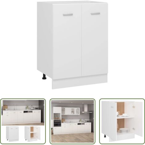 Armario cocina -  Armario bajo "Lyon" blanco 60x46x81,5 cm madera de ingeniería