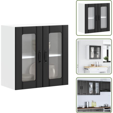 Armario cocina con puerta de cristal - vidaXL Armario pared cocina puerta de cristal Lucca negra -