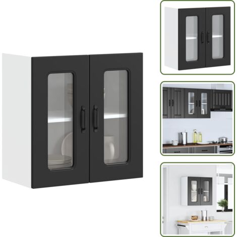 Armario cocina de cristal - vidaXL Armario pared cocina puerta de cristal Kalmar negra - Armario cocina con puerta de cristal
