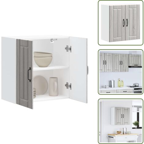 Armario cocina madera contrachapada - vidaXL Armario de pared cocina Lucca madera contrachapada gris sonoma -