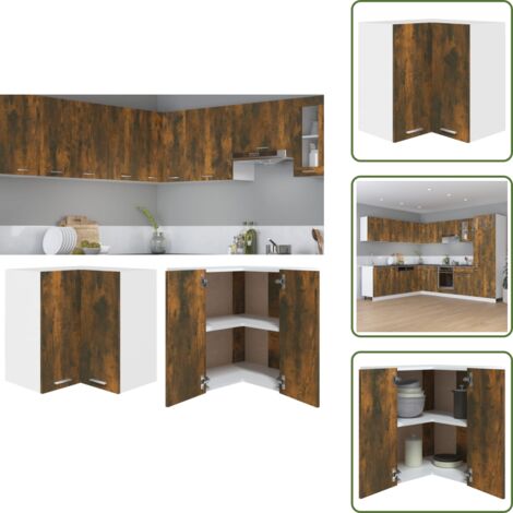 Armario cocina madera - vidaXL Armario esquinero colgante "Lyon" roble ahumado 57x57x60 cm Madera de ingeniería -