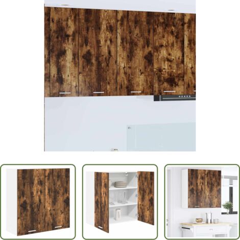 Armario cocina moderno -  Mueble colgante con puerta Riga Roble ahumado 80 x 31 x 80 cm