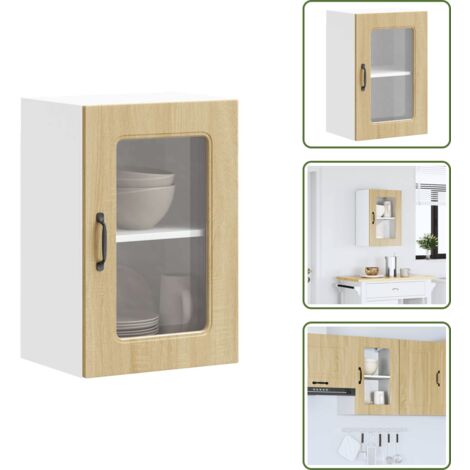 Armario cocina Sonoma - vidaXL Armario de cocina de pared con puerta de cristal "Kalmar" de, roble Sonoma, madera de ingeniería -