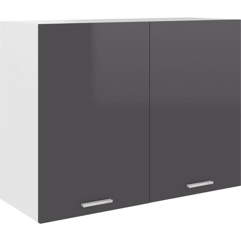 

Armario colgante cocina aglomerado gris brillo 80x31x60 cm - Gris