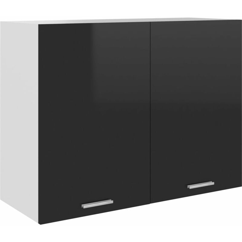 

Armario colgante cocina aglomerado negro brillo 80x31x60 cm