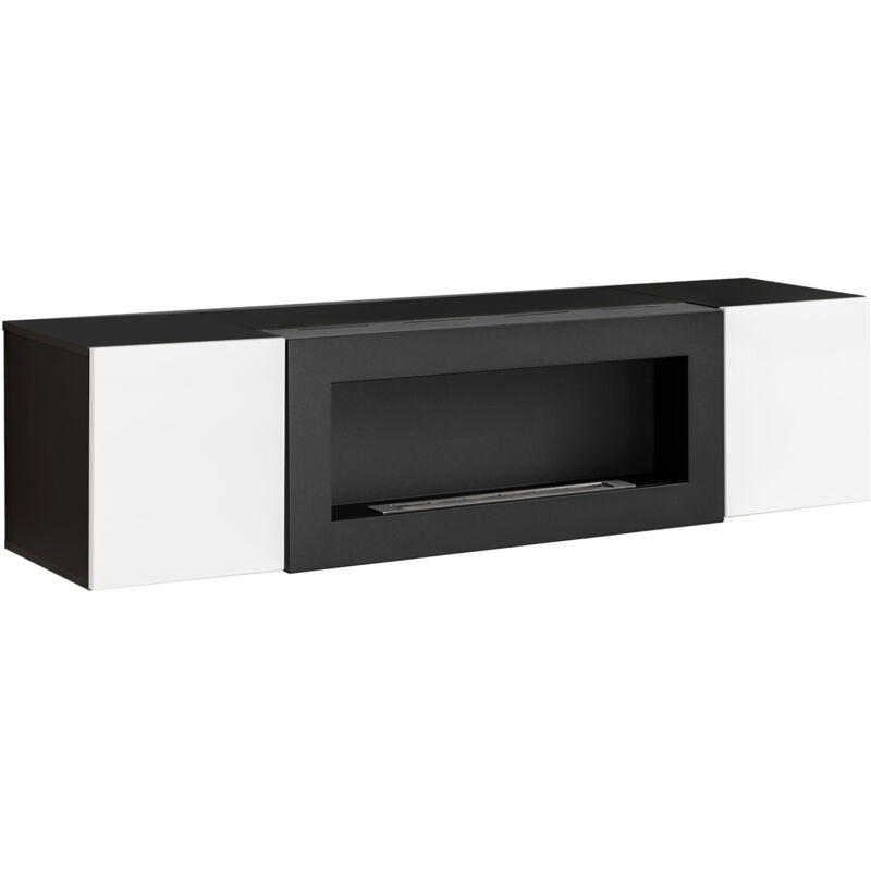 

Armario colgante con chimenea modelo Krista lumbre (160x40cm) en negro y blanco