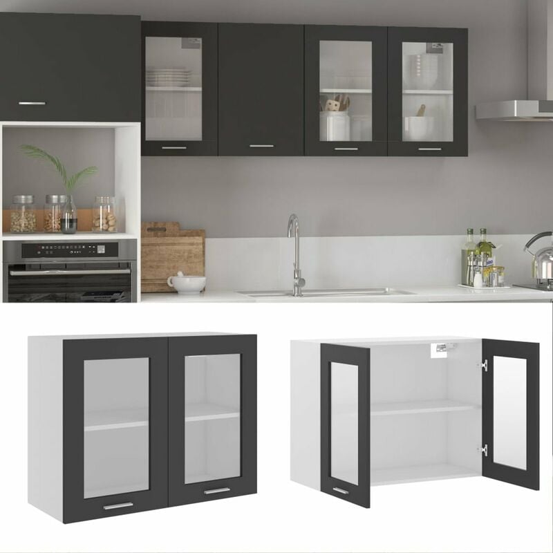 

Armario colgante cristal de aglomerado gris 80x31x60 cm