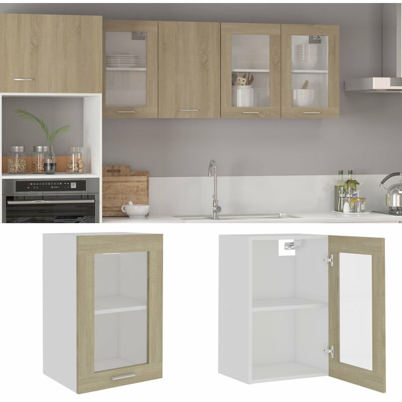

Armario colgante cristal de aglomerado roble sonoma 40x31x60 cm