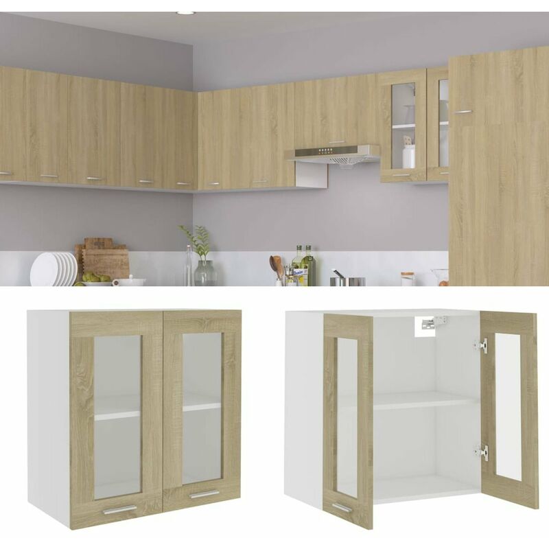 

Armario colgante cristal de aglomerado roble sonoma 60x31x60 cm