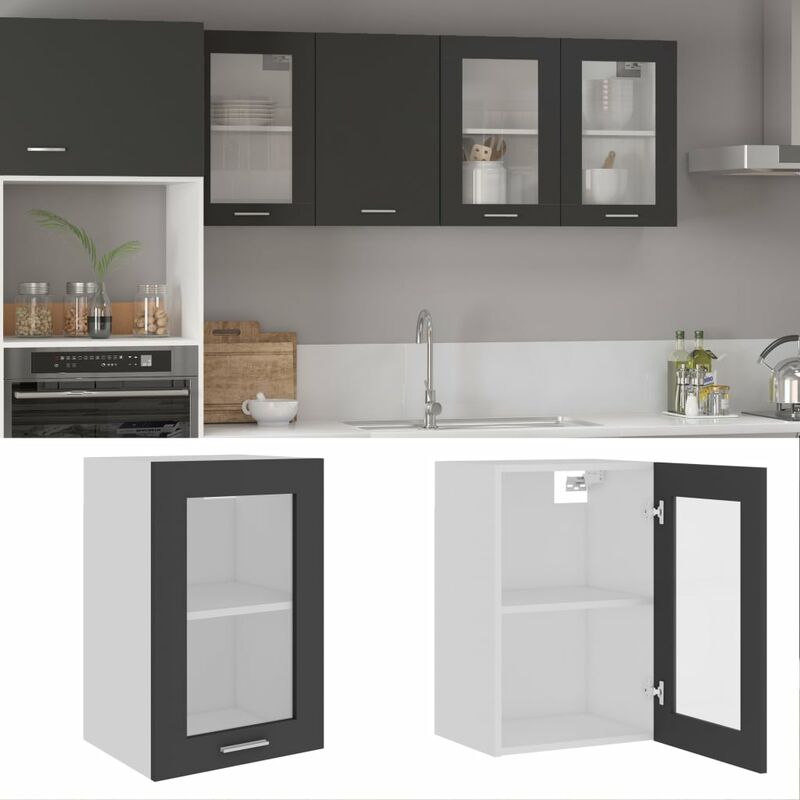 

Armario colgante cristal y aglomerado gris 40x31x60 cm - Gris