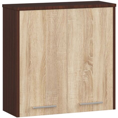Armario colgante de baño AKORD FIN Wenge 60 cm 2 puertas frente en color Roble Sonoma 2 estantes 60x22,5x60 cm