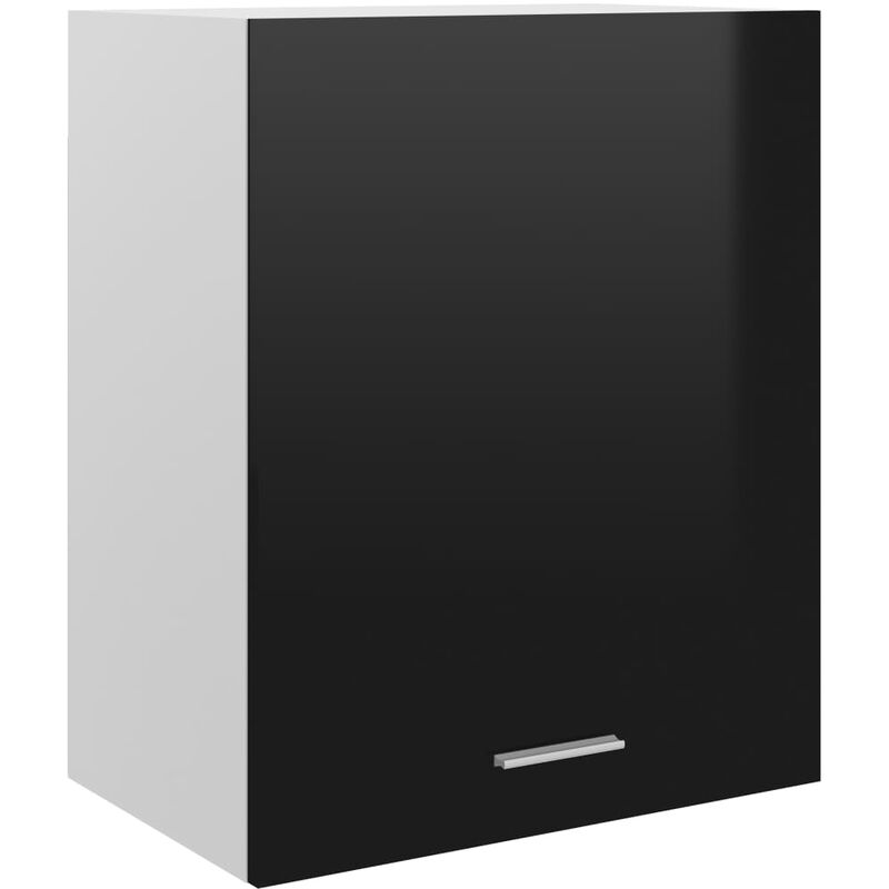 

Armario colgante de cocina aglomerado negro brillo 50x31x60 cm