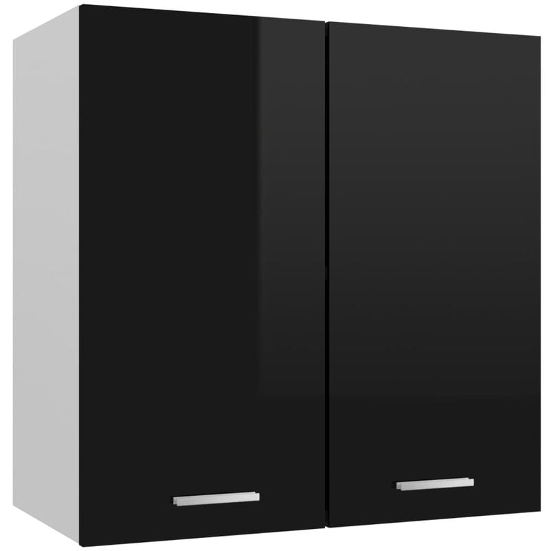 

Armario colgante de cocina aglomerado negro brillo 60x31x60 cm - Negro