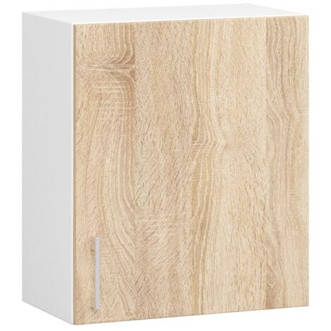 Armario colgante de cocina AKORD W50 Lima Blanco 50 cm 1 puerta frente en color Roble Sonoma 2 estantes 50x30,5x58 cm