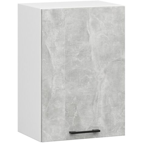 Armario colgante de cocina AKORD W50 OLIWIA Blanco 50 cm 1 puerta frente en color Gris Hormigón 2 estantes 50x30x58 cm