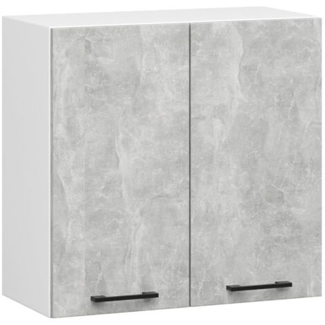 Armario colgante de cocina AKORD W60 OLIWIA Blanco 60 cm 2 puertas frente en color Gris Hormigón 2 estantes 60x30x58 cm