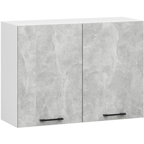 Armario colgante de cocina AKORD W80 OLIWIA Blanco 80 cm 2 puertas frente en color Gris Hormigón 2 estantes 80x30x58 cm