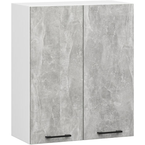 Armario colgante de cocina alto AKORD OLIWIA Blanco 60 cm 2 puertas frente en color Gris hormigón 60x30x72 cm