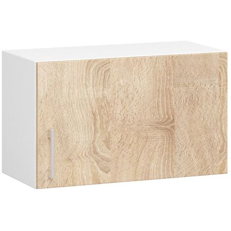 Armario colgante de cocina W60 con campana Lima Blanco 60 cm 1 puerta Roble Sonoma 1 estante 60x30,5x29 cm