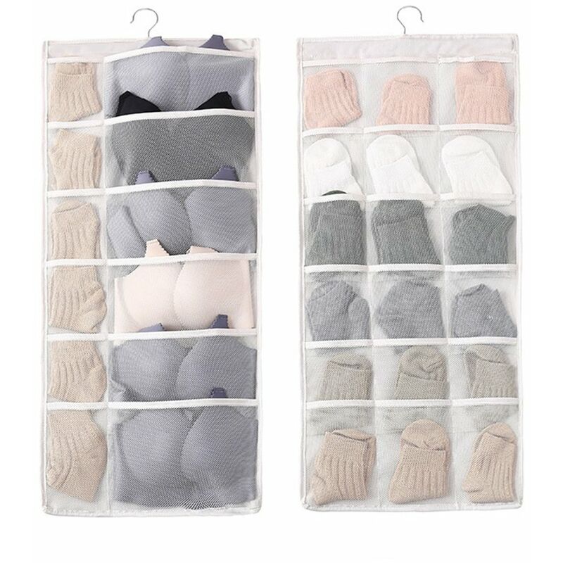 

Armario colgante de doble cara, bolsa de almacenamiento organizador colgante de doble cara,Beige, 30 bolsillos