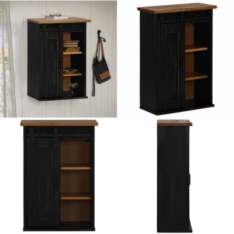 Armario colgante HALDEN con puerta corredera 49x22,5x70cm negro - Armario de madera - Armario con puerta corrediza