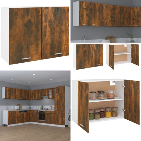 Armario colgante "Lyon" de, roble ahumado, 80x31x60 cm, madera de ingeniería - Armario cocina - Armario de pared