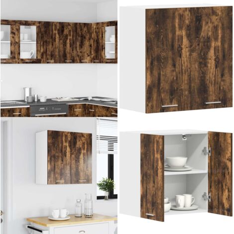 Armario colgante "Lyon" roble ahumado 60x31x60 cm madera de ingeniería - Almacenamiento cocina - Armario de madera