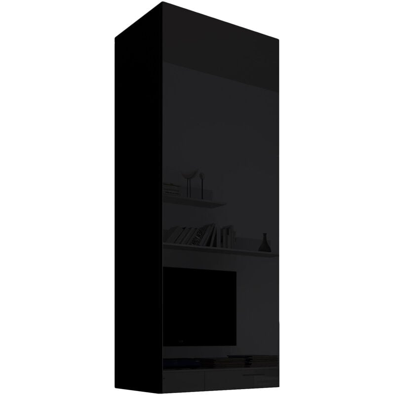 

Armario colgante 1 puerta 3 compartimientos – Negro Acabado en Brillo LED – 40 x 126 x 29cm – NORA V1
