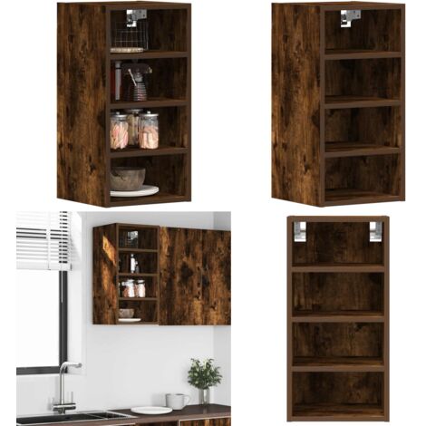 Armario colgante "Riga" roble ahumado 30x29,5x60 cm madera de ingeniería - Armario de pared cocina - Almacenamiento cocina